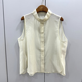 HY778欧洲站26春时尚 上衣 褶皱立领宽松显瘦微透舒适天丝马甲无袖