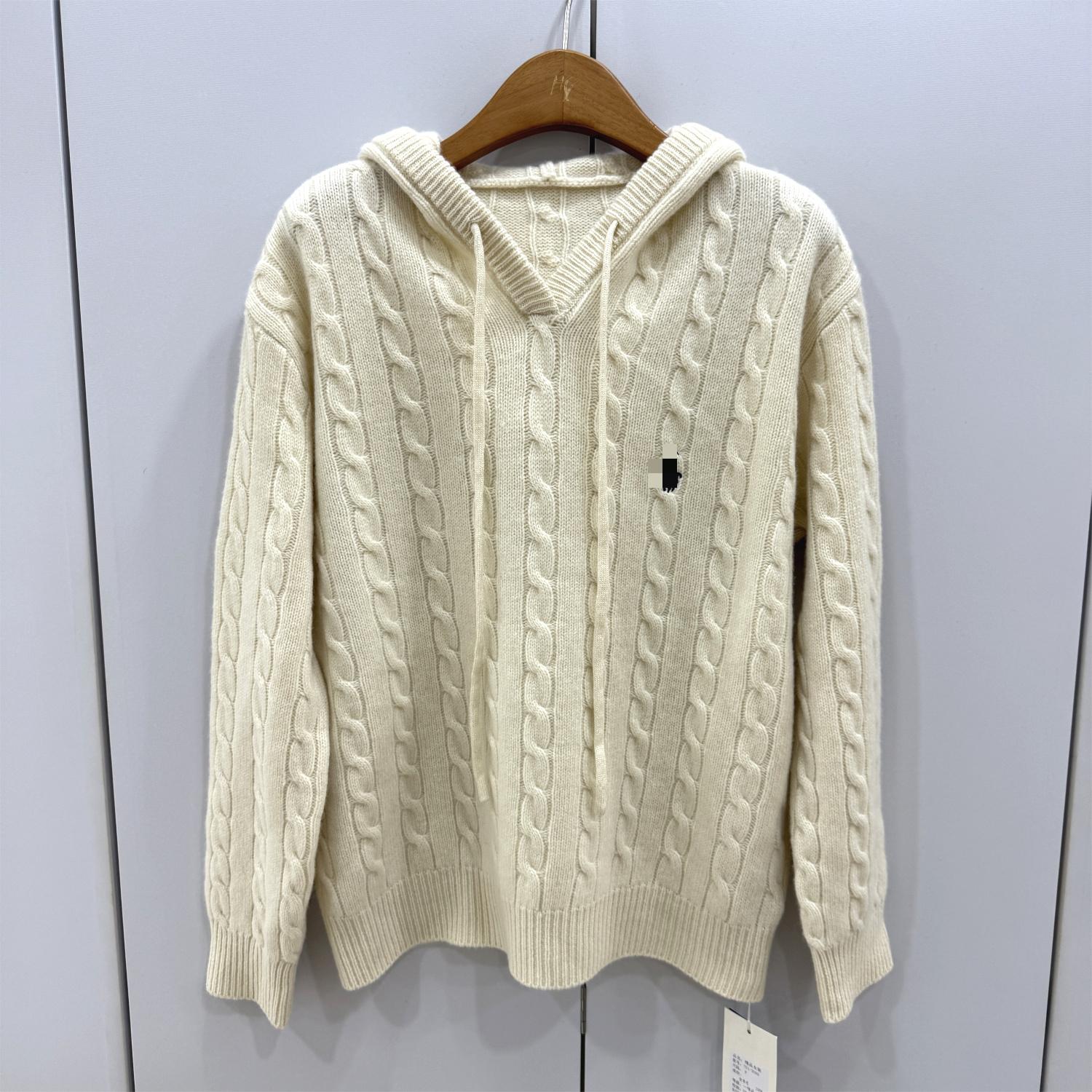 701-3099 欧洲站2025冬新款麻花纹连帽套头慵懒风长袖休闲针织衫