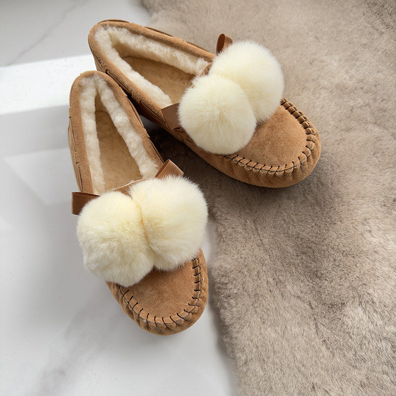 新款皮毛一体豆豆鞋女冬加绒百搭毛球一脚蹬毛毛鞋休闲保暖鞋潮,女鞋,乐福鞋（豆豆鞋）,淘宝优惠券,粉丝福利购,淘宝优惠卷