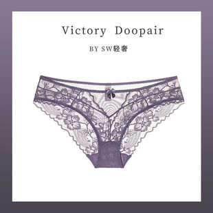 维多利亚法式纯欲性感蕾丝内裤女镂空花刺绣透视纯棉裆提臀三角裤