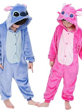 Kids Stitch Cosplay Costume Flannel Pajamas Anime Lilo & Sti