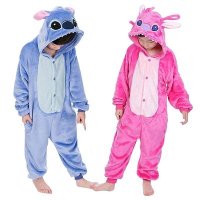 Kids Stitch Cosplay Costume Flannel Pajamas Anime Lilo & Sti