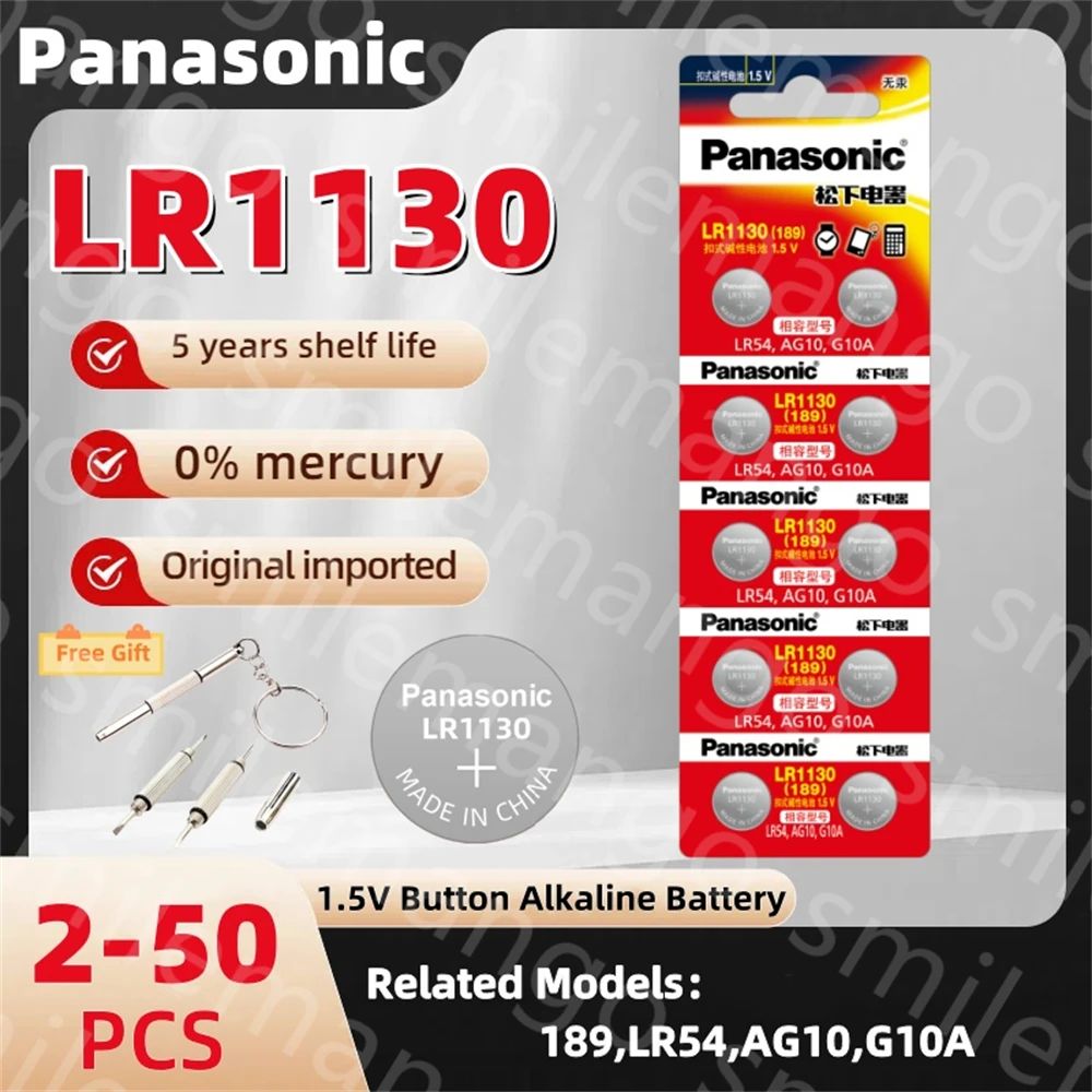 Original Panasonic LR1130 AG10 Battery 1.5V Long-Lasting Alk