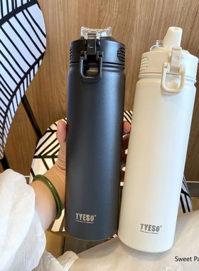 Tyeso 600/750ML Stainless Steel Vacuum Flask With Straw Car