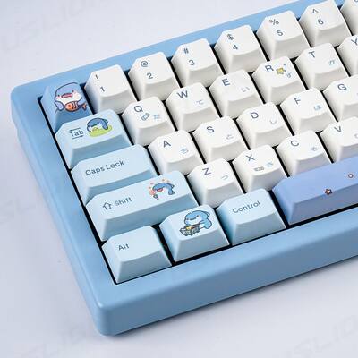 131 Keys Japanese English Korean Cute Shark Theme Keycaps Ch