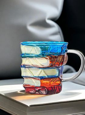 3D Novelty Painted Book Mug Glass Cup Creative Colored Book