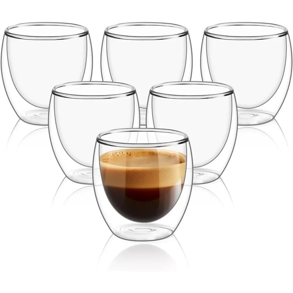 80/150/250/350/450ml 6pcs Double Wall Glass Coffee Mugs Insu