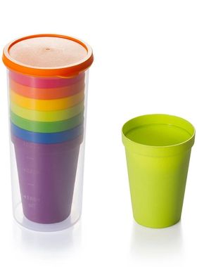 7pcs Rainbow Plastic Cups Set Reusable Water Mug Picnic Trav
