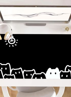 Cat Large Gaming Mouse Pad XXL Black and White Cat Deskmat N