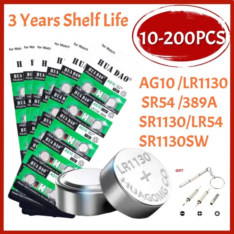 10-200Pcs AG10 LR1130 Alkaline Battery LR54 L1131 389A D189