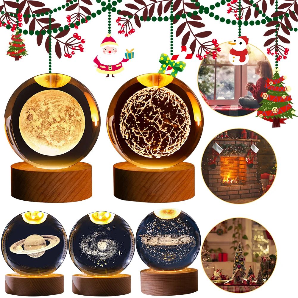 Large 3D Galaxy Crystal Ball Night Light 16 Color Changing C