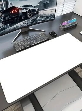 White Mouse Pad Gaming Accessory XXL Stitched Edges Long Des