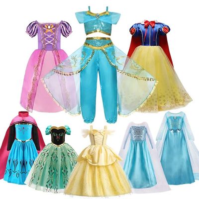 Girl Princess Cinderella Dress Elsa Anna Mermaid Jasmine Bel