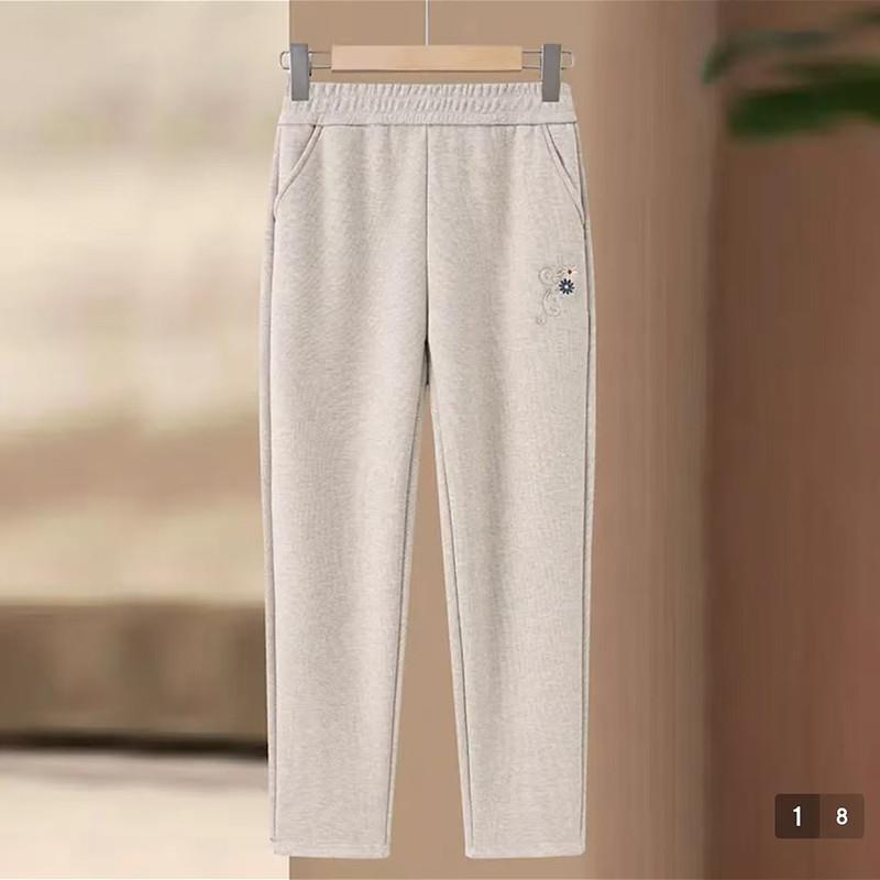 驰雅优品时尚加绒冬季裤子加厚保暖长裤中老年妈妈装绣花松紧女裤