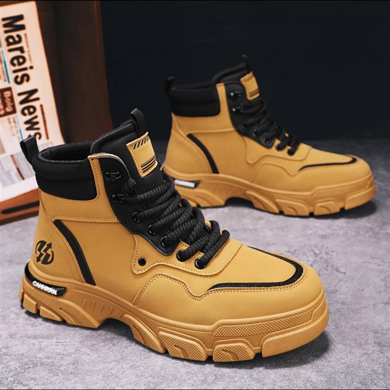 芸菲汇正版男士马丁靴2025秋冬新款高帮男鞋英伦风工装鞋大黄靴子