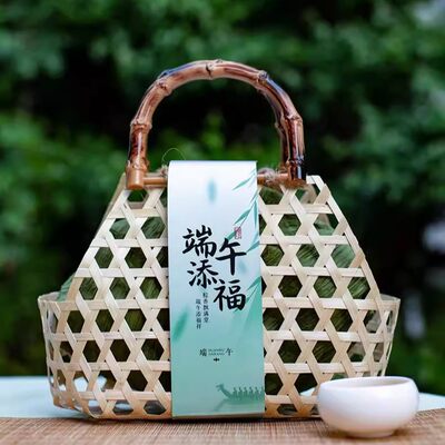 竹编镂空通用伴手礼竹篓手工DIY包装端午节创意特色送礼小篮子
