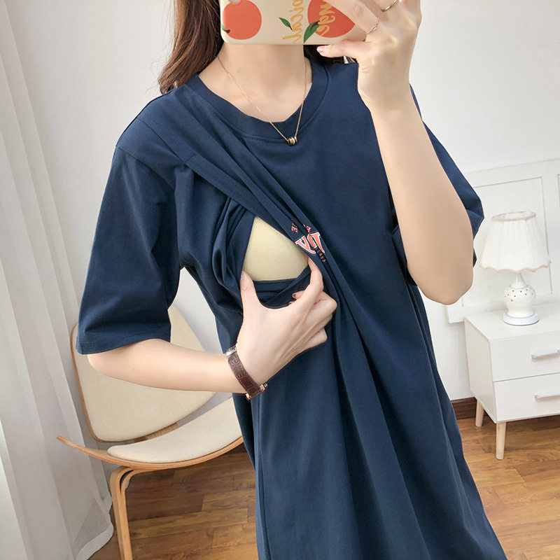 哺乳连衣裙夏季长款月子服孕妇装