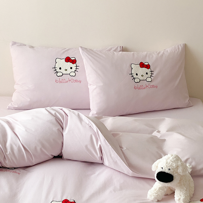 hellokitty全棉单品枕套一对装48*74cm纯棉枕芯内胆套毛巾绣儿童