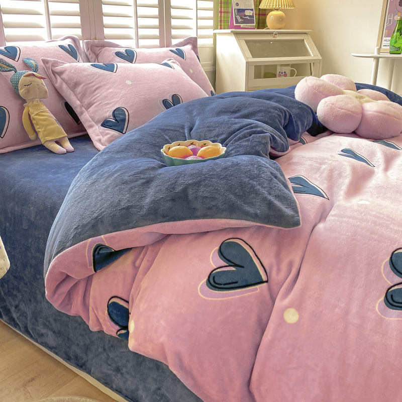 南私保暖牛奶绒4件套ins风防静电