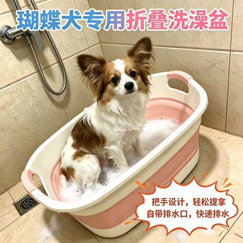蝴蝶犬专用狗狗洗澡盆宠物小狗游泳池可折叠浴盆泳池洗澡桶泡澡桶