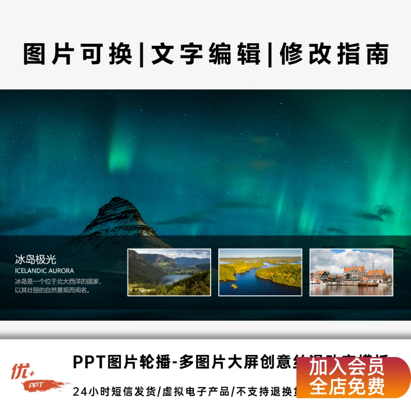 PPT图片轮播-多图片大屏创意丝滑动态PPT模板