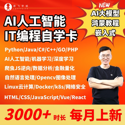 人工智能Python/Go/Java/Linux数据分析嵌入式前端测试网络安全课