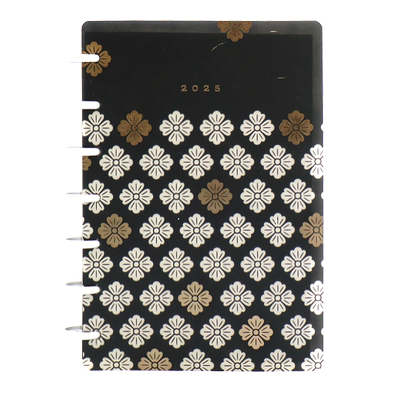 【直播专属】25年限定款小号B6横排版黑色花卉计划本手账蘑菇环活页本