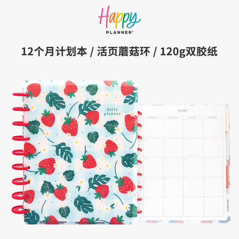 【莓好拾光】THE HAPPY PLANNER中号12个月B5横排版计划本蘑菇环磨砂封皮活页本进口文创ins送礼图片