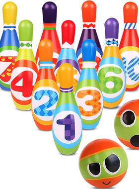 bowling for kids with 10 Bowling Pins & 2 Balls Games Set球