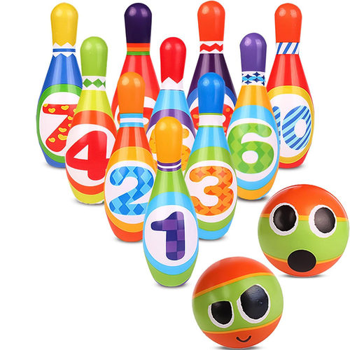 bowling for kids with 10 Bowling Pins & 2 Balls Games Set球