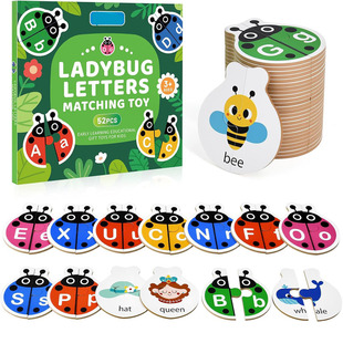 Ladybug Alphabet Learning Toy ABC Puzzles Cards for Toddlers