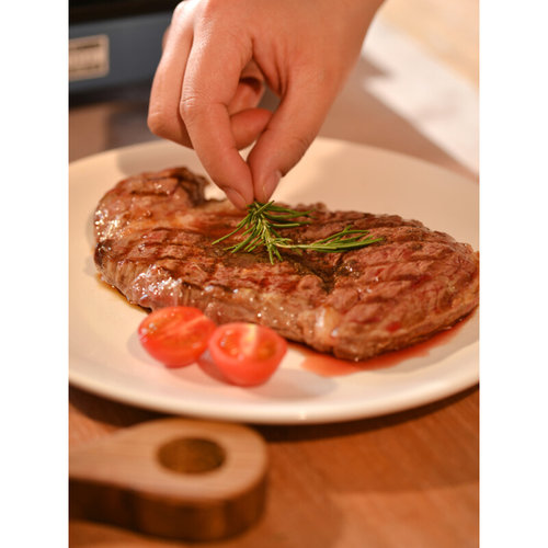 Wooden handle frying pan striped steak pot cast iron pan