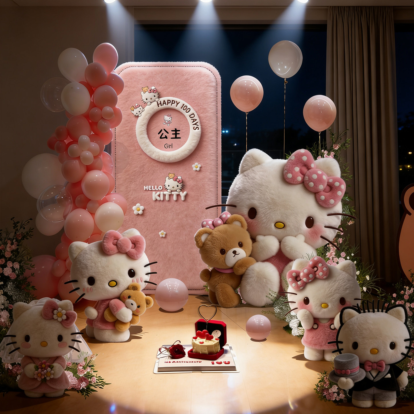 宝宝百日宴气球男女孩百天生日装饰场景布置100天纪念日背景墙