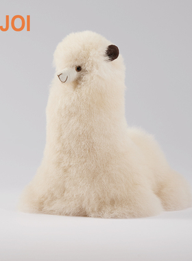 INJOI22cm卧姿真羊驼毛绒玩具柔软玩偶闺蜜情侣儿童生日新年礼物