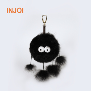新品INJOI羊驼毛黑煤球挂件柔软包挂钥匙扣儿童闺蜜生日新年礼物