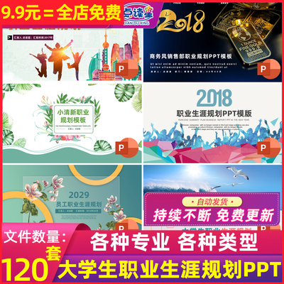 大学生职业生涯规划PPT模板设计与发展职场就业简历创业指导范本