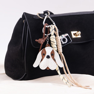 2026新个性皮革斗牛犬包包挂件英国比格犬钥匙扣m系可爱小狗挂饰