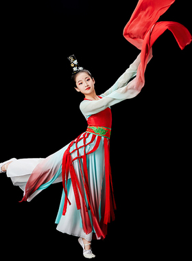 新款楚鼓声声水袖汉唐女古典舞惊鸿舞演出服抖音舞蹈世界同款服装