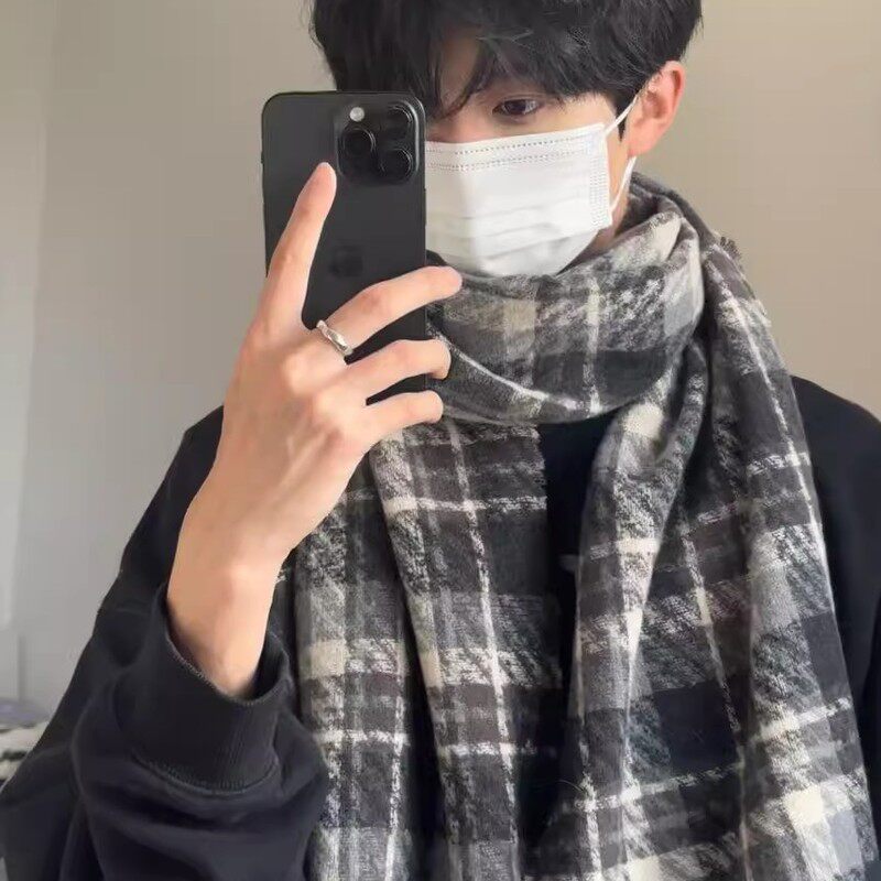 围巾男生冬加厚围巾男款冬季新款韩系氛围感男式围脖生日礼物