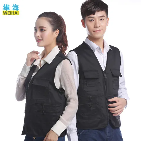 摄影马甲多口袋义工男装工作服活动广告钓鱼定制V领印字背心