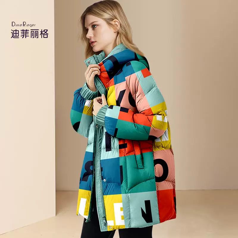 3871471, Difelig Diffie Rieger mid -length printed hood