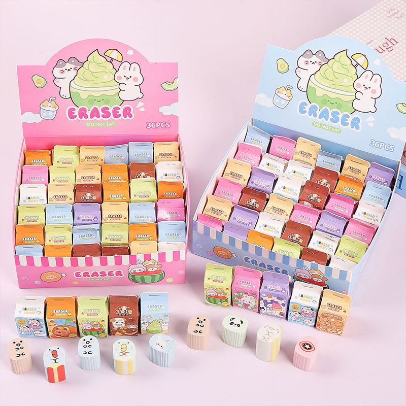小团子橡皮擦盲盒卡通创意小礼物学生可切橡皮幼儿园文具奖品批发