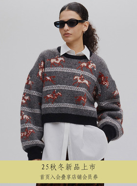 【ins博主同款】AMERI 25冬 UND系列马纹提花针织衫0225201410660