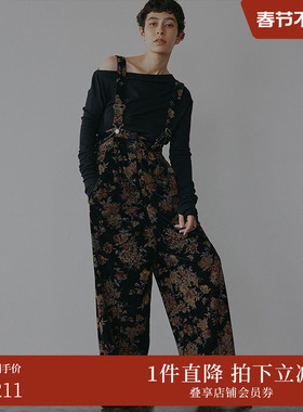 【ins博主同款】AMERI复古印花丝绒背带裤0124208210690