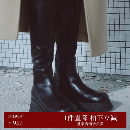 弹力厚底ameri长筒马丁靴