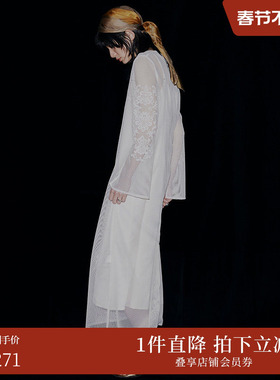 【ins博主同款】AMERI新款网眼刺绣宽松度假风连衣裙01410581100