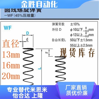 现货销售圆线螺旋弹簧 WF 16/20 代替MISUMI压缩弹簧SWP-A