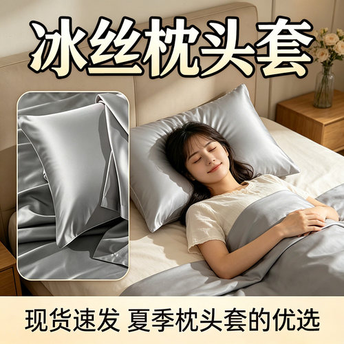 夏天冰丝枕头套凉感季新款高级感凉席枕头套单双家用宿舍枕2026C6