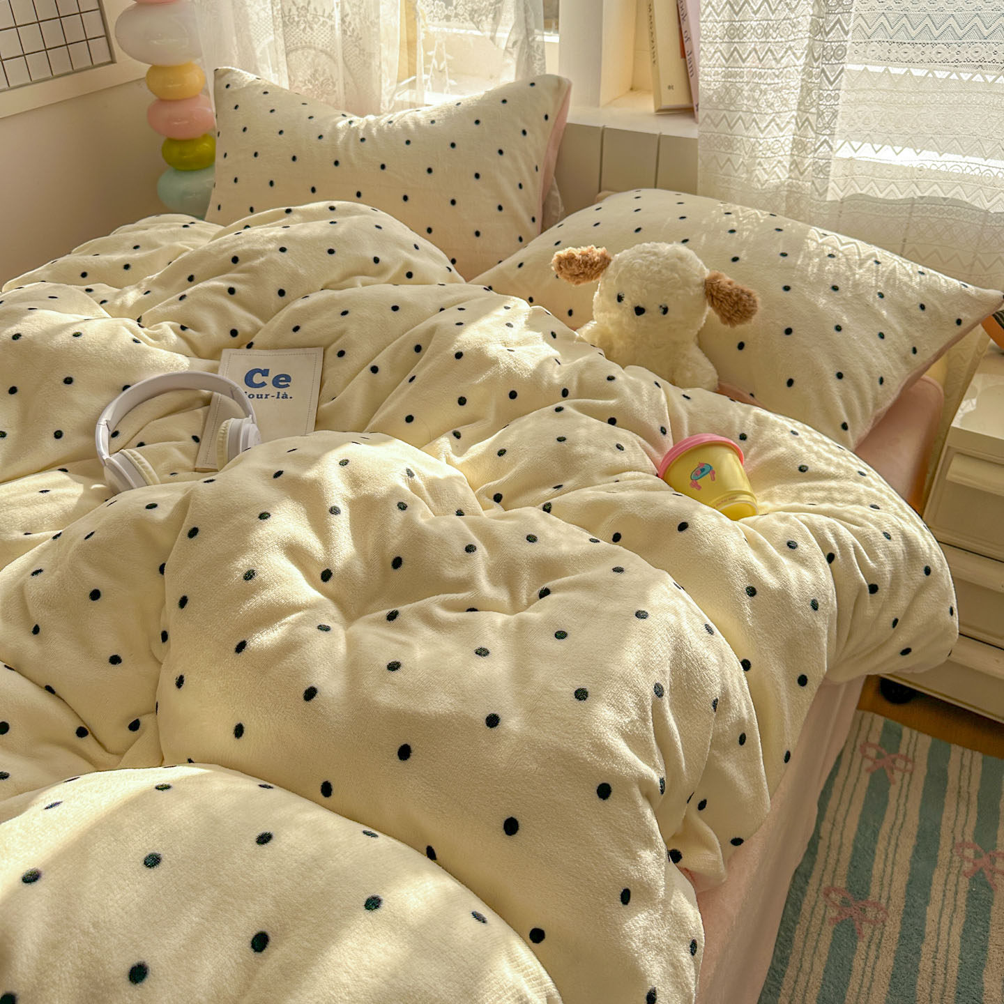 2025新款牛奶绒简约四件套小清新珊瑚绒法兰绒床单床笠学生三件套