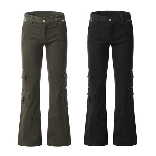 AU8OFCLUB 美式复古多口袋工装裤男女修身显瘦休闲拖地微喇叭裤潮